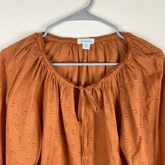 Sundance Peasant Style Tie-Front Blouse - Burnt Orange - Picture 7 of 7